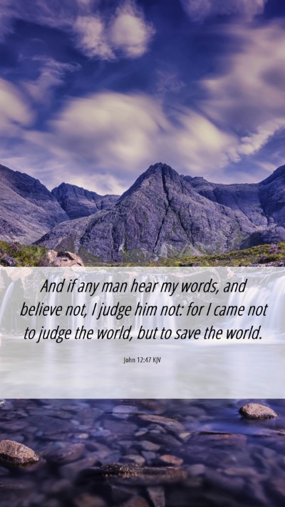 Picture 06 - John 12:47 KJV Mobile Phone Wallpaper - And if any man hear my words, and believe not, I - Mobile Bible Verse Wallpaper