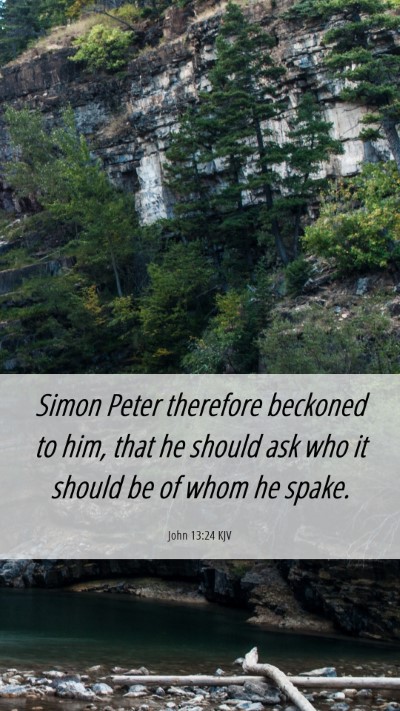 Picture 06 - John 13:24 KJV Mobile Phone Wallpaper - Simon Peter therefore beckoned to him, that he - Mobile Bible Verse Wallpaper