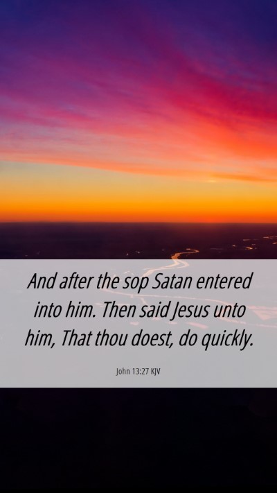 Picture 06 - John 13:27 KJV Mobile Phone Wallpaper - And after the sop Satan entered into him. Then - Mobile Bible Verse Wallpaper