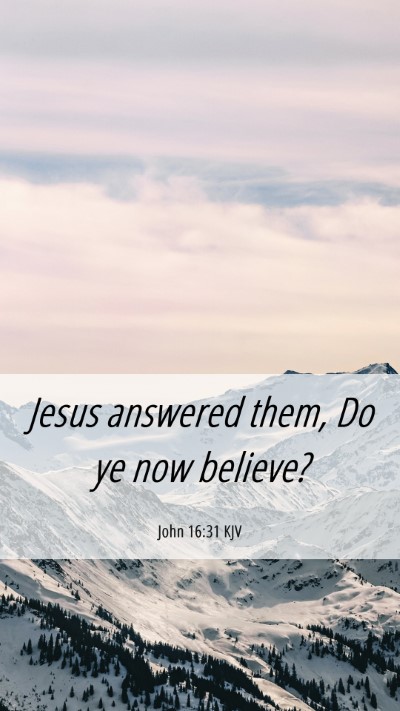 Picture 06 - John 16:31 KJV Mobile Phone Wallpaper - Jesus answered them, Do ye now - Mobile Bible Verse Wallpaper