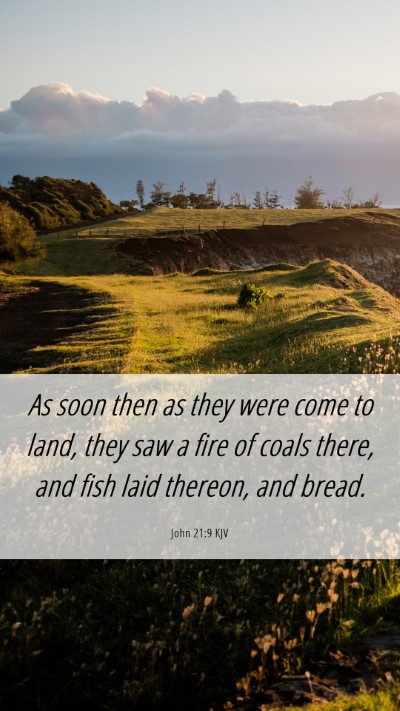 Picture 06 - John 21:9 KJV Mobile Phone Wallpaper - As soon then as they were come to land, they saw - Mobile Bible Verse Wallpaper