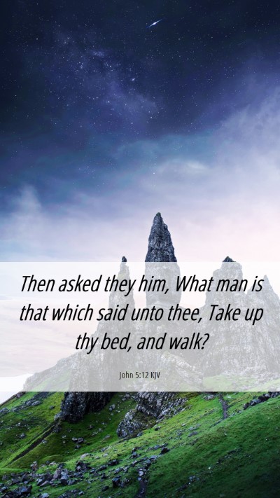 Picture 06 - John 5:12 KJV Mobile Phone Wallpaper - Then asked they him, What man is that which said - Mobile Bible Verse Wallpaper
