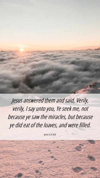 Picture 06 - John 6:26 KJV Mobile Phone Wallpaper - Jesus answered them and said, Verily, verily, I - Mobile Bible Verse Wallpaper