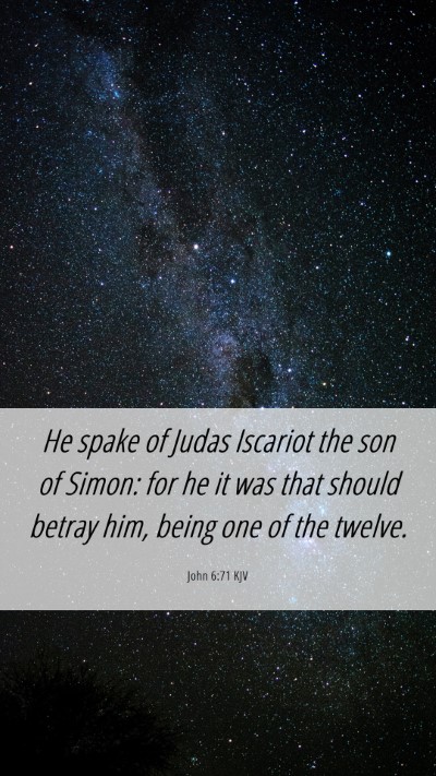 Picture 06 - John 6:71 KJV Mobile Phone Wallpaper - He spake of Judas Iscariot the son of Simon: for - Mobile Bible Verse Wallpaper