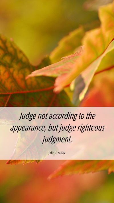Picture 06 - John 7:24 KJV Mobile Phone Wallpaper - Judge not according to the appearance, but judge - Mobile Bible Verse Wallpaper
