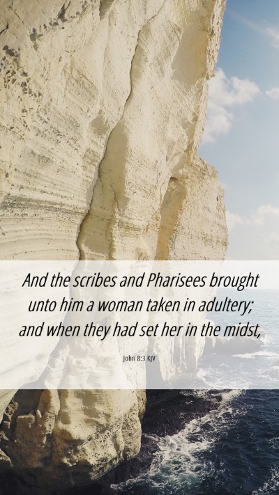 Picture 06 - John 8:3 KJV Mobile Phone Wallpaper - And the scribes and Pharisees brought unto him a - Mobile Bible Verse Wallpaper