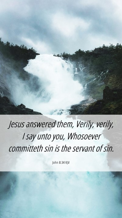 Picture 06 - John 8:34 KJV Mobile Phone Wallpaper - Jesus answered them, Verily, verily, I say unto - Mobile Bible Verse Wallpaper