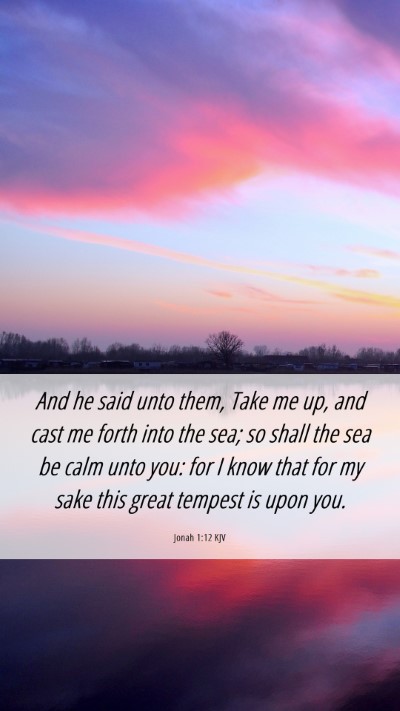 Picture 06 - Jonah 1:12 KJV Mobile Phone Wallpaper - And he said unto them, Take me up, and cast me - Mobile Bible Verse Wallpaper