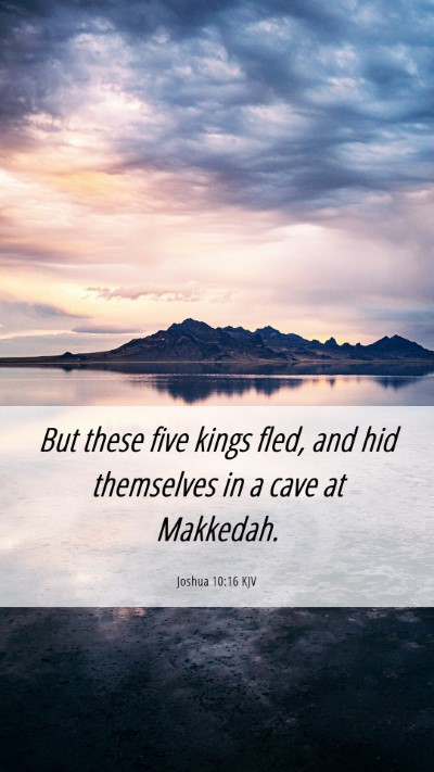 Picture 06 - Joshua 10:16 KJV Mobile Phone Wallpaper - But these five kings fled, and hid themselves in - Mobile Bible Verse Wallpaper