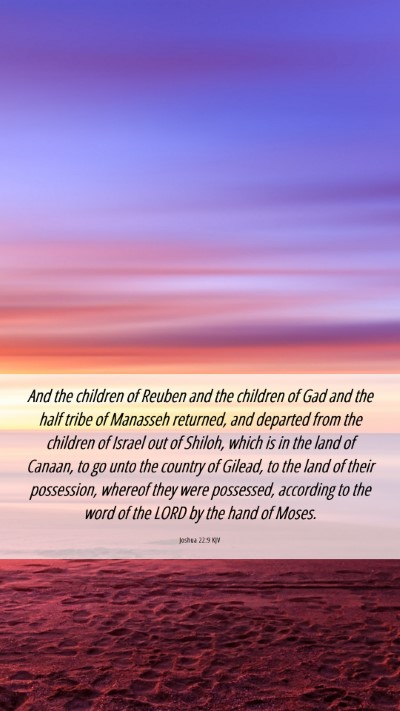 Picture 06 - Joshua 22:9 KJV Mobile Phone Wallpaper - And the children of Reuben and the children of - Mobile Bible Verse Wallpaper