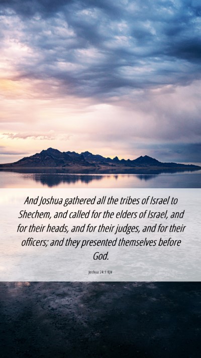Picture 06 - Joshua 24:1 KJV Mobile Phone Wallpaper - And Joshua gathered all the tribes of Israel to - Mobile Bible Verse Wallpaper