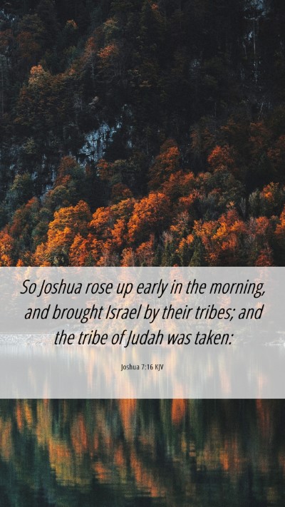Picture 06 - Joshua 7:16 KJV Mobile Phone Wallpaper - So Joshua rose up early in the morning, and - Mobile Bible Verse Wallpaper