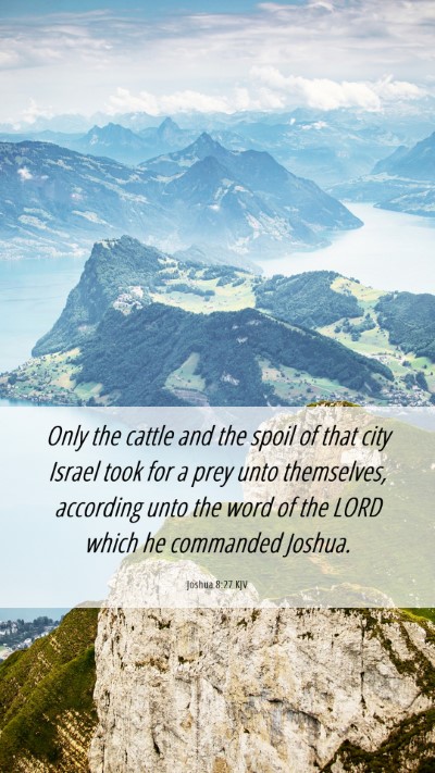 Picture 06 - Joshua 8:27 KJV Mobile Phone Wallpaper - Only the cattle and the spoil of that city Israel - Mobile Bible Verse Wallpaper