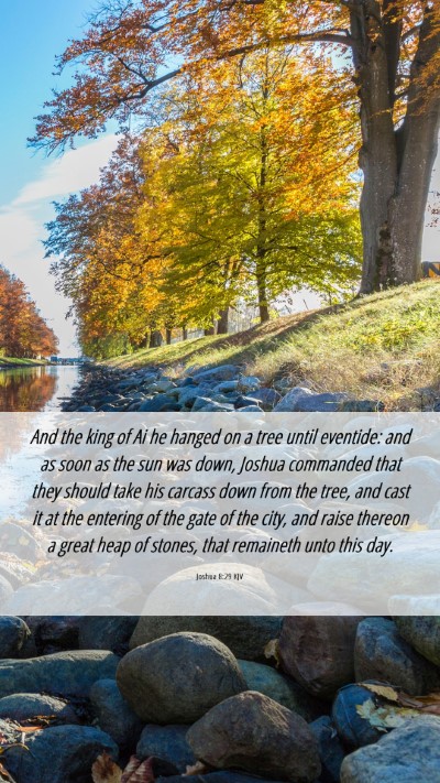 Picture 06 - Joshua 8:29 KJV Mobile Phone Wallpaper - And the king of Ai he hanged on a tree until - Mobile Bible Verse Wallpaper