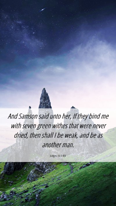 Picture 06 - Judges 16:7 KJV Mobile Phone Wallpaper - And Samson said unto her, If they bind me with - Mobile Bible Verse Wallpaper