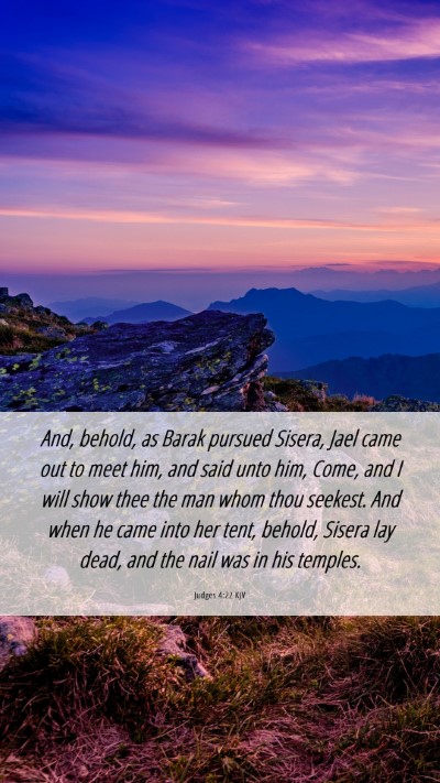 Picture 06 - Judges 4:22 KJV Mobile Phone Wallpaper - And, behold, as Barak pursued Sisera, Jael came - Mobile Bible Verse Wallpaper