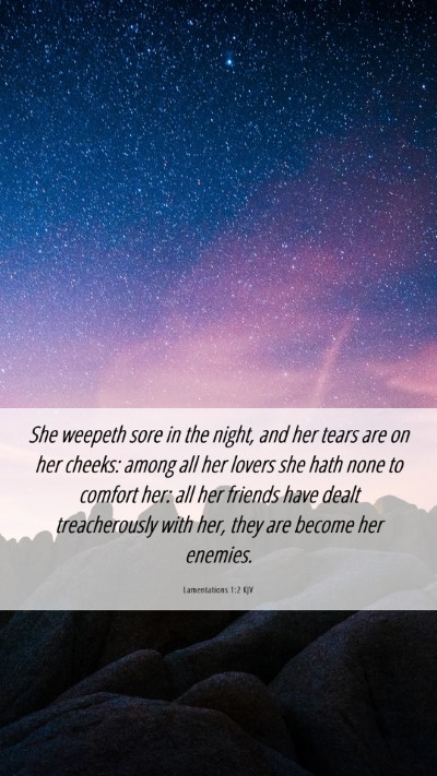 Picture 06 - Lamentations 1:2 KJV Mobile Phone Wallpaper - She weepeth sore in the night, and her tears are - Mobile Bible Verse Wallpaper