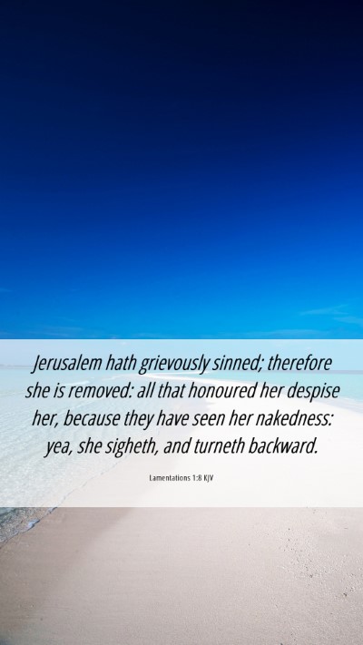 Picture 06 - Lamentations 1:8 KJV Mobile Phone Wallpaper - Jerusalem hath grievously sinned; therefore she - Mobile Bible Verse Wallpaper