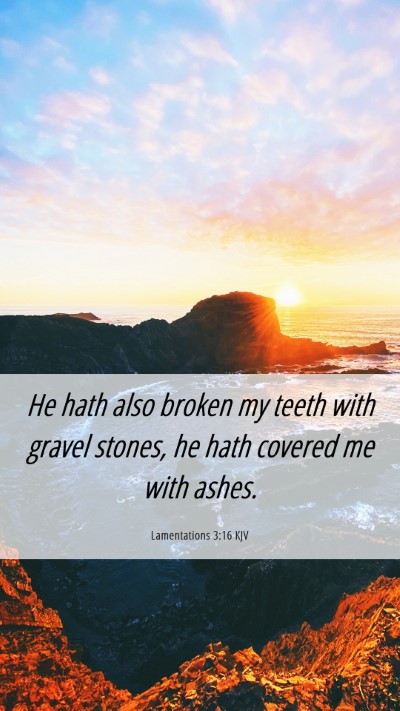Picture 06 - Lamentations 3:16 KJV Mobile Phone Wallpaper - He hath also broken my teeth with gravel stones, - Mobile Bible Verse Wallpaper