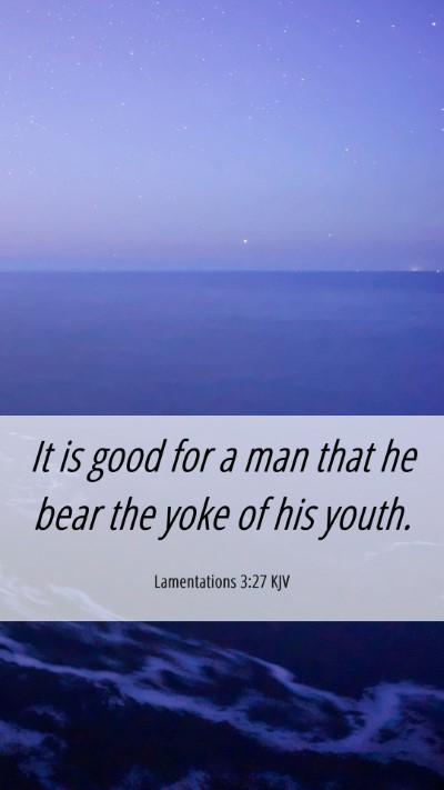 Picture 06 - Lamentations 3:27 KJV Mobile Phone Wallpaper - It is good for a man that he bear the yoke of his - Mobile Bible Verse Wallpaper