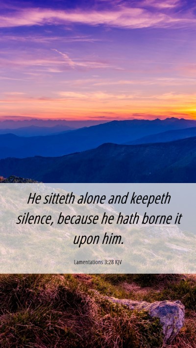 Picture 06 - Lamentations 3:28 KJV Mobile Phone Wallpaper - He sitteth alone and keepeth silence, because he - Mobile Bible Verse Wallpaper