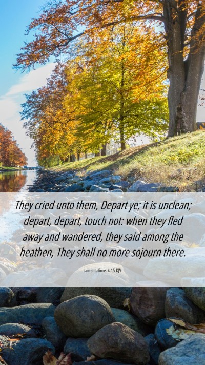 Picture 06 - Lamentations 4:15 KJV Mobile Phone Wallpaper - They cried unto them, Depart ye; it is unclean; - Mobile Bible Verse Wallpaper