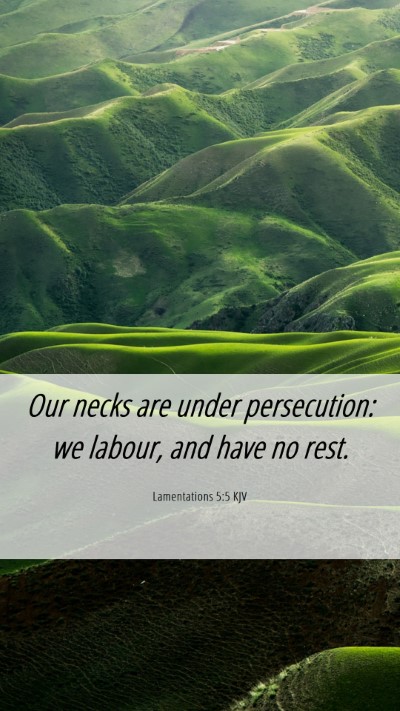 Picture 06 - Lamentations 5:5 KJV Mobile Phone Wallpaper - Our necks are under persecution: we labour, and - Mobile Bible Verse Wallpaper