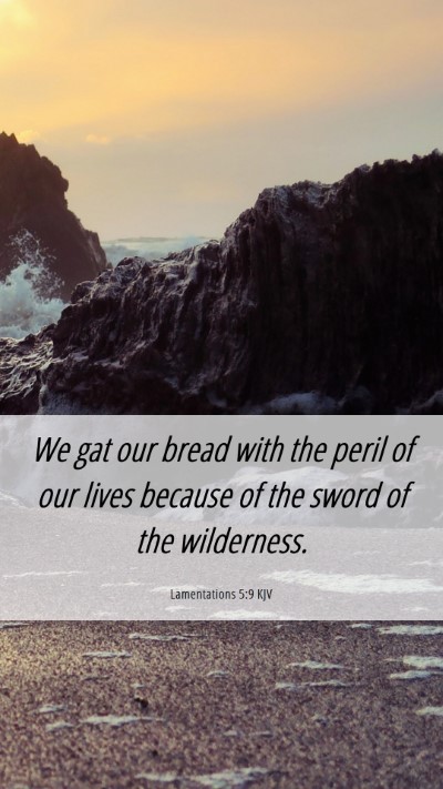 Picture 06 - Lamentations 5:9 KJV Mobile Phone Wallpaper - We gat our bread with the peril of our lives - Mobile Bible Verse Wallpaper