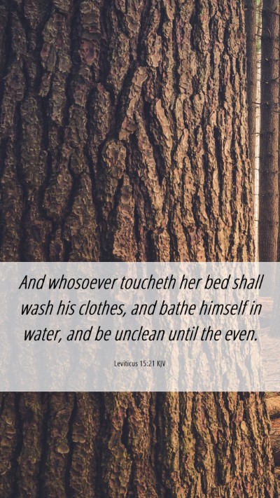 Picture 06 - Leviticus 15:21 KJV Mobile Phone Wallpaper - And whosoever toucheth her bed shall wash his - Mobile Bible Verse Wallpaper