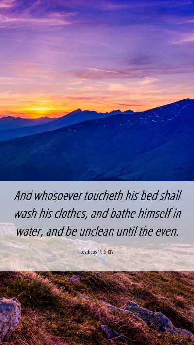 Picture 06 - Leviticus 15:5 KJV Mobile Phone Wallpaper - And whosoever toucheth his bed shall wash his - Mobile Bible Verse Wallpaper