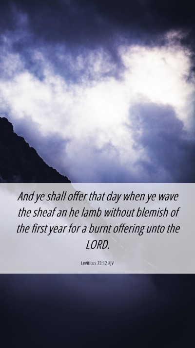 Picture 06 - Leviticus 23:12 KJV Mobile Phone Wallpaper - And ye shall offer that day when ye wave the - Mobile Bible Verse Wallpaper