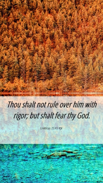 Picture 06 - Leviticus 25:43 KJV Mobile Phone Wallpaper - Thou shalt not rule over him with rigor; but - Mobile Bible Verse Wallpaper