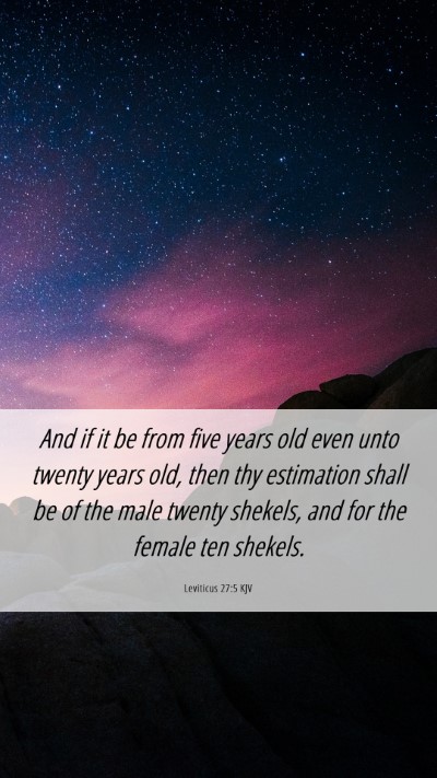 Picture 06 - Leviticus 27:5 KJV Mobile Phone Wallpaper - And if it be from five years old even unto twenty - Mobile Bible Verse Wallpaper