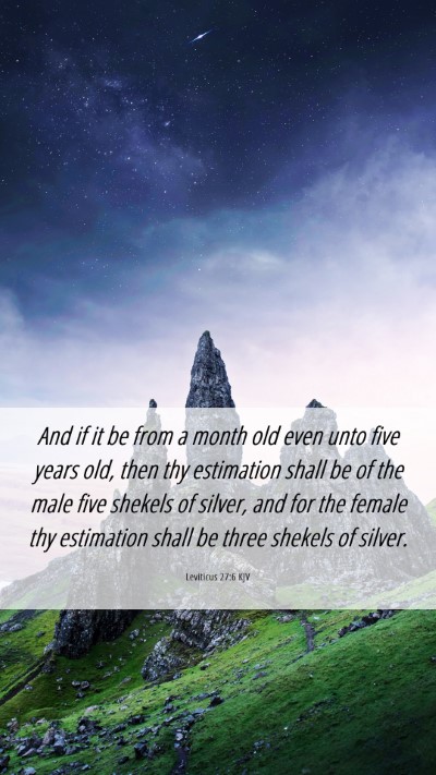 Picture 06 - Leviticus 27:6 KJV Mobile Phone Wallpaper - And if it be from a month old even unto five - Mobile Bible Verse Wallpaper