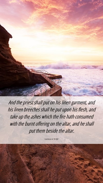 Picture 06 - Leviticus 6:10 KJV Mobile Phone Wallpaper - And the priest shall put on his linen garment, - Mobile Bible Verse Wallpaper