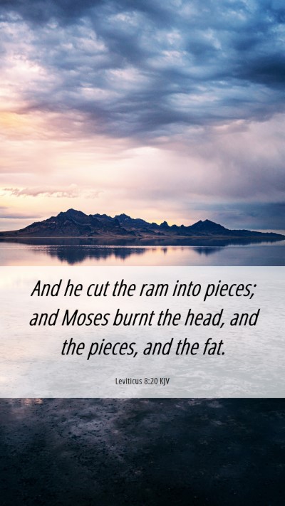Picture 06 - Leviticus 8:20 KJV Mobile Phone Wallpaper - And he cut the ram into pieces; and Moses burnt - Mobile Bible Verse Wallpaper