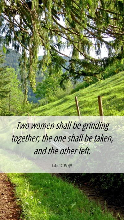 Picture 06 - Luke 17:35 KJV Mobile Phone Wallpaper - Two women shall be grinding together; the one - Mobile Bible Verse Wallpaper
