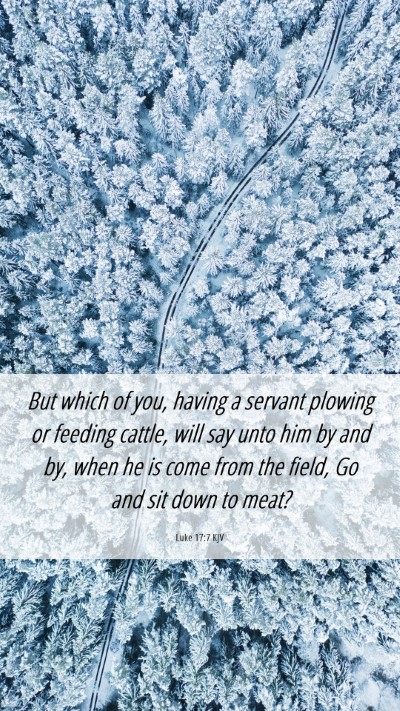 Picture 06 - Luke 17:7 KJV Mobile Phone Wallpaper - But which of you, having a servant plowing or - Mobile Bible Verse Wallpaper