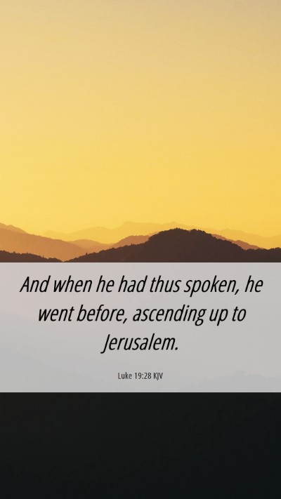 Picture 06 - Luke 19:28 KJV Mobile Phone Wallpaper - And when he had thus spoken, he went before, - Mobile Bible Verse Wallpaper