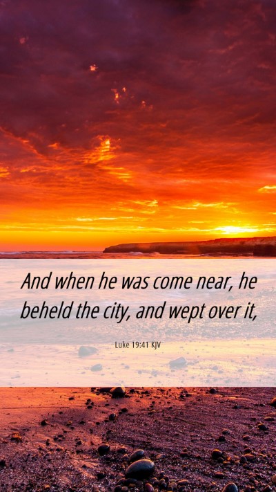 Picture 06 - Luke 19:41 KJV Mobile Phone Wallpaper - And when he was come near, he beheld the city, - Mobile Bible Verse Wallpaper