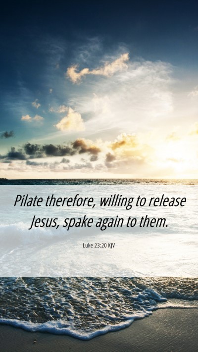Picture 06 - Luke 23:20 KJV Mobile Phone Wallpaper - Pilate therefore, willing to release Jesus, spake - Mobile Bible Verse Wallpaper