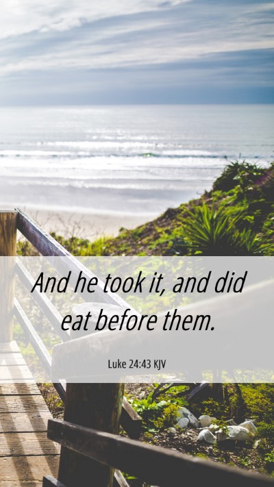Picture 06 - Luke 24:43 KJV Mobile Phone Wallpaper - And he took it, and did eat before - Mobile Bible Verse Wallpaper