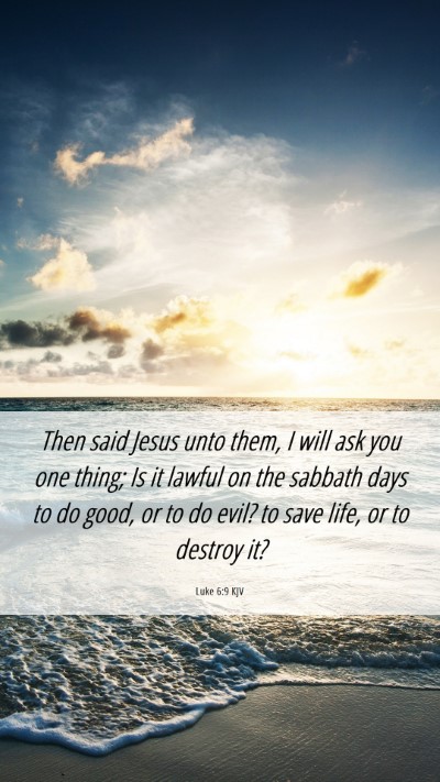 Picture 06 - Luke 6:9 KJV Mobile Phone Wallpaper - Then said Jesus unto them, I will ask you one - Mobile Bible Verse Wallpaper