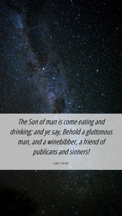 Picture 06 - Luke 7:34 KJV Mobile Phone Wallpaper - The Son of man is come eating and drinking; and - Mobile Bible Verse Wallpaper