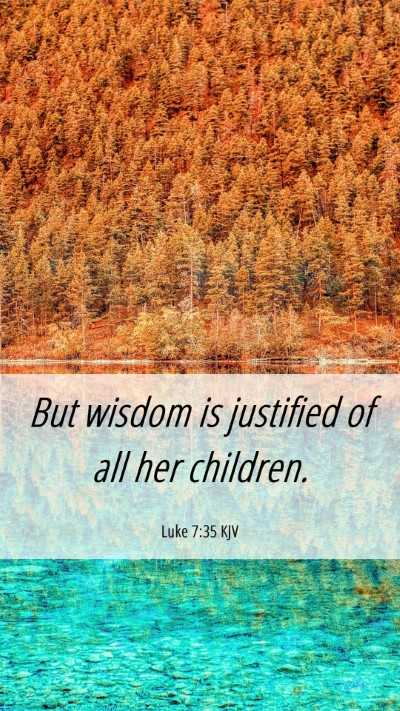 Picture 06 - Luke 7:35 KJV Mobile Phone Wallpaper - But wisdom is justified of all her - Mobile Bible Verse Wallpaper