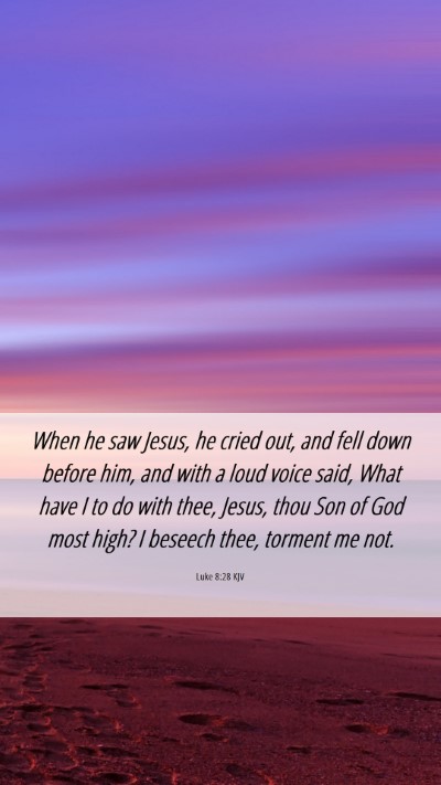Picture 06 - Luke 8:28 KJV Mobile Phone Wallpaper - When he saw Jesus, he cried out, and fell down - Mobile Bible Verse Wallpaper