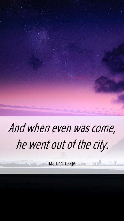 Picture 06 - Mark 11:19 KJV Mobile Phone Wallpaper - And when even was come, he went out of the - Mobile Bible Verse Wallpaper