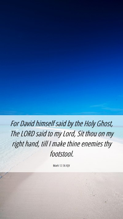 Picture 06 - Mark 12:36 KJV Mobile Phone Wallpaper - For David himself said by the Holy Ghost, The - Mobile Bible Verse Wallpaper