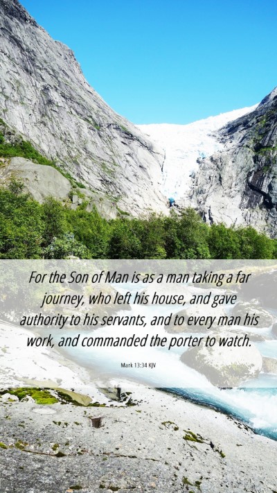 Picture 06 - Mark 13:34 KJV Mobile Phone Wallpaper - For the Son of Man is as a man taking a far - Mobile Bible Verse Wallpaper