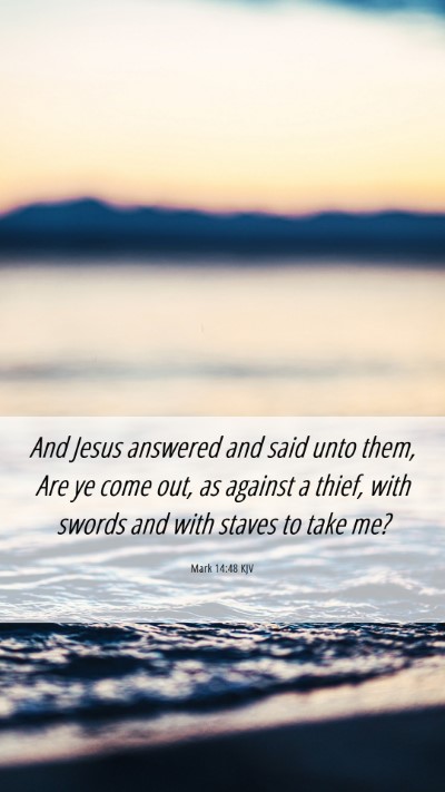 Picture 06 - Mark 14:48 KJV Mobile Phone Wallpaper - And Jesus answered and said unto them, Are ye - Mobile Bible Verse Wallpaper